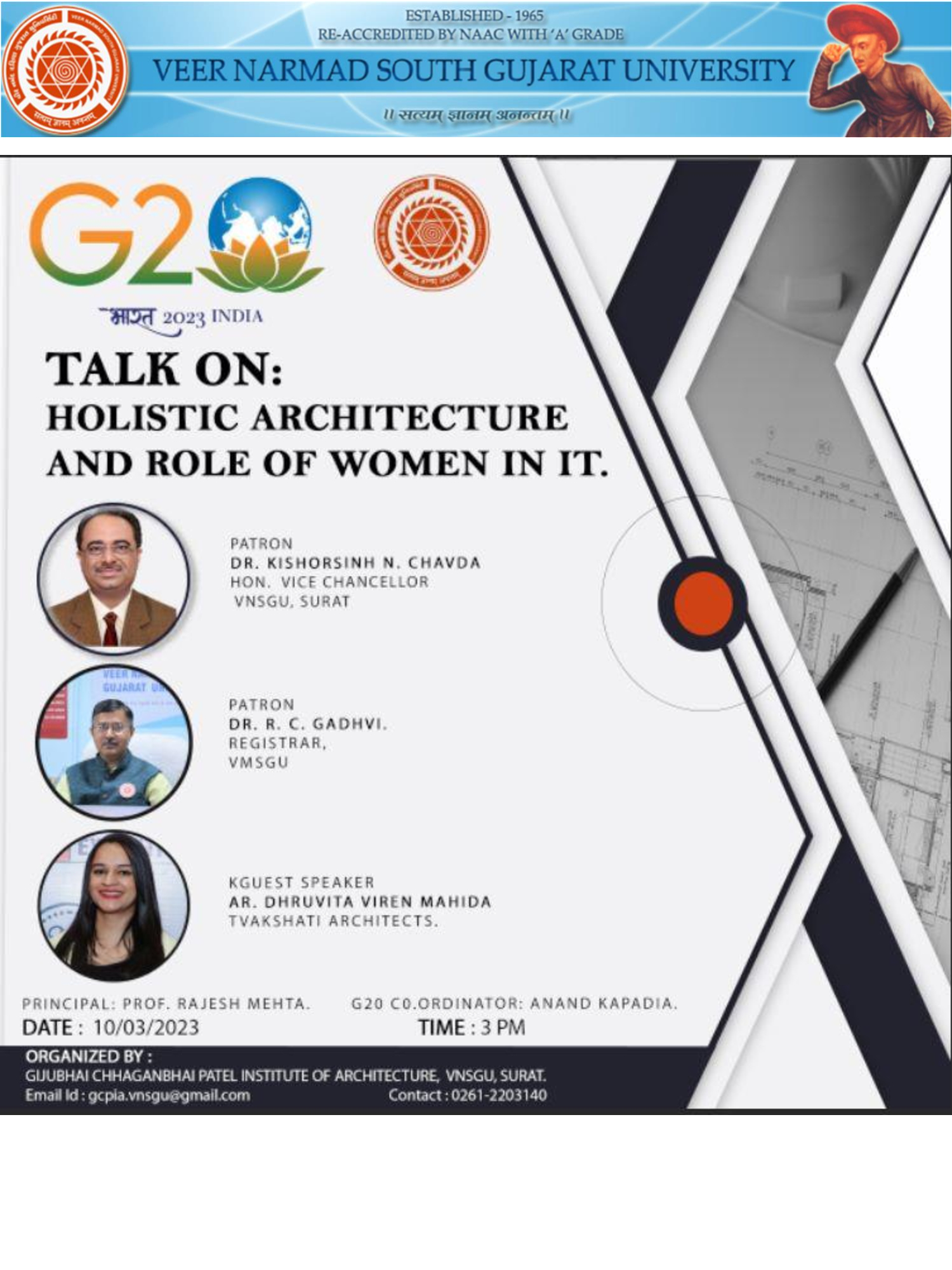 WEBINAR SERIES | GCPIAIF, VNSGU | VOLUME | A Webinar Conducted By Ar. Dhruvita Mahida.