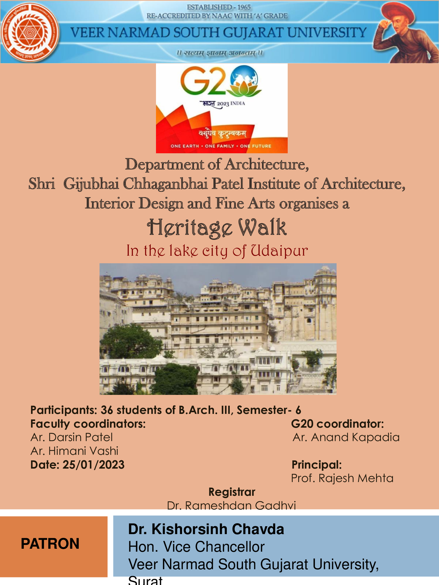 WEBINAR SERIES | GCPIAIF, VNSGU | VOLUME | A Heritage Walk Conducted By Ar. Darsin Patel & Ar. Himani Vashi.